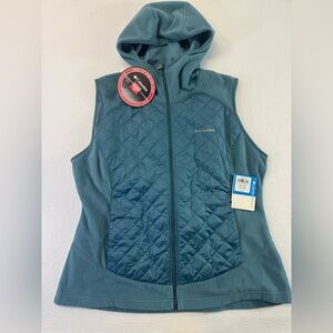 Columbia Teal Hooded Quilted Vest full zip Womens XL